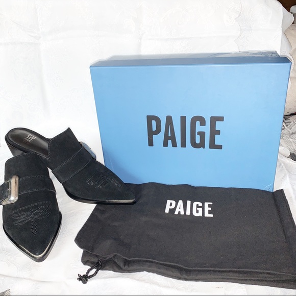 PAIGE Shoes - PAIGE KENSINGTON BLACK SUEDE BUCKLE MULE